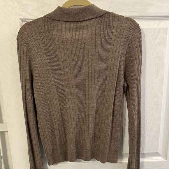 Reformation Hermia Regenerative Merino Polo XL Oatmeal - Picture 2 of 5